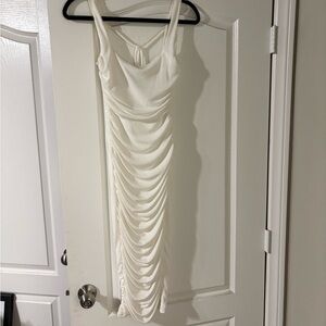 Elegant White Ruched Dress